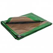 Bâche plastique 6 x 10 m étanche traitée anti UV verte et marron 250g/m² - bâche de protection polyéthylène haute qualité