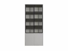 Basic - vitrine 4 portes en bois et métal h230cm - couleur - gris clair