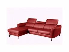 Canapé d'angle en cuir de luxe italien 5 places berti, rouge foncé, angle gauche