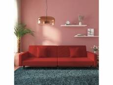 Canapé-lit ingénieux à 2 places et deux oreillers rouge bordeaux velours - 220 x 84,5 x 69