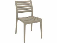 Chaise de jardin en plastique design simple empilable beige 10_0000974