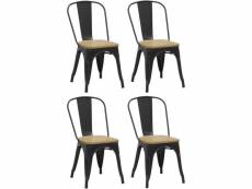 Chaise industrielle en métal et bois d'orme huilé (lot de 4) noir