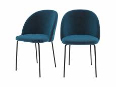 Chaise karl en velours bleu foncé (lot de 2)