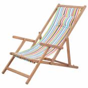 Chaise pliable avec cadre en bois - Multicolore - 60 x 127 x 95 cm