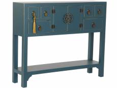 Console table console en bois de sapin et mdf coloris bleu pétrole - longueur 95 x profondeur 25 x hauteur 79 cm