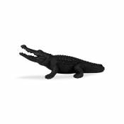 Crocodile décoratif noir en polyrésine