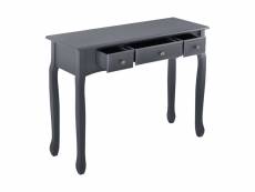 [en.casa] table console table d'entrée table de salon vintage avec 3 tiroirs mdf pieds en pin boutons en métal alliage de zinc gris foncé 78 x 100 x 3