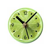 Ensoleille - Aimant Réfrigérateur Magnet Frigo Horloge Murale Rond Motif Citron Vert