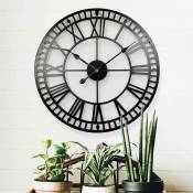 Ersandy - Horloge murale silencieuse vintage 40 cm avec chiffres romains sans tic-tac, en métal - Décoration d'intérieur pour salon, cuisine, café,