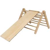 Ette Tete Sipitri Triangle d'escalade en bois avec toboggan Structure / Cadre d'escalade Montessori intérieur avec rampe pour enfants Modifiable avec