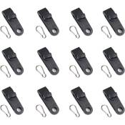Fei Yu - Clips de bâche de tente, 12 clips de bâche multifonctions (noir), clips de fixation pour tendeur de bâche avec œillets