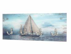 Garderobe murale en verre trempé "bateau à voiles"