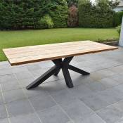 Gecko Outdoor - Table métal noir et teck recyclé