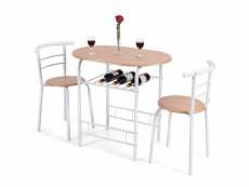 Giantex table de cuisine avec 2 chaises pour salle à manger en couleur du bois dimension de la table:80x5 x74 cm (l x l x h) cadre en acier