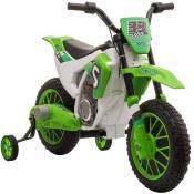 Homcom - Moto cross électrique pour enfant 3 à 5 ans 12 v 3-8 Km/h avec roulettes latérales amovibles dim. 106,5L x 51,5l x 68H cm vert - Vert