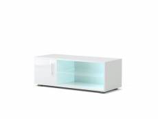 Kora meuble tv contemporain avec eclairage led laque blanc - l 100 cm 202B10127