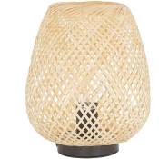 Lampe de Table à Poser Déco en Bambou Clair Ajourée