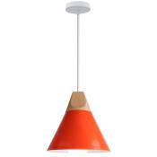 Lampe suspension industrielle créative bois massif chambre salon lustre décoratif (orange) - Orange