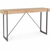 Les Tendances - Table de bar bois de sapin et pieds acier noir Garty L 200 cm