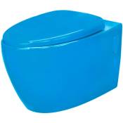 Loobow - Toilette suspendu de couleur bleu Cuvette