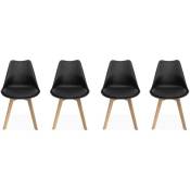 Lot de 4 chaises scandinaves. pieds bois de hêtre. chaise 1 place. noirs - Noir