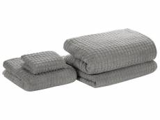 Lot de 4 serviettes de bain en coton gris atai 245200