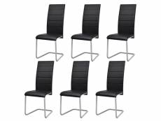 Lot de 6 chaises de salle à manger cuisine design moderne cantilever synthétique noir cds022319