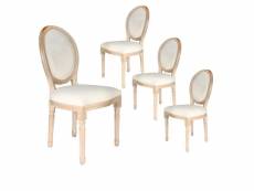 Melinda - lot de 4 chaises baroques tissu beige