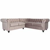 MENZZO Canapé d'angle capitonné style chesterfield