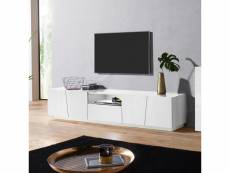 Meuble tv design 4 portes tiroir coulissant blanc vega