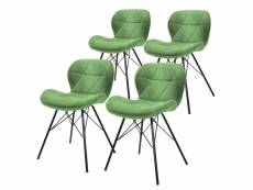 Ml-design set de 4 chaises de salle à manger avec dossier, vert, chaise de cuisine avec revêtement en velours, chaise rembourrée avec pieds en métal,