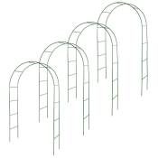 Oxeo - Lot de 4 arches de jardin métallique pour plantes grimpantes - Arceau rosiers grimpants - Résistant aux intempéries - vert foncé