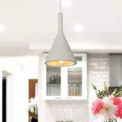 Paco Home - Luminaire à suspension , E27, luminaire pour séjour, salle à manger, cuisine, réglable en hauteur Béton Grès Blanc, Sans ampoules