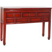 Pegane - Console Table console en métal et orme coloris rouge - Longueur 128 x Profondeur 30 x Hauteur 88 cm