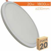 Plaque Downlight led Circulaire Plana 20W 1800LM Coupe Réglable 50-180mm | Blanc froid 6500K - Pack 20 pcs. - Blanc froid 6500K