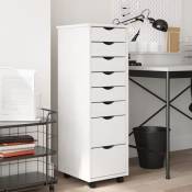 Prolenta Premium - Furniture Limited - Armoire roulante avec tiroirs moss blanc bois