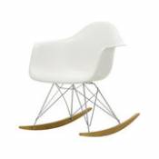 Rocking chair RAR - Eames Plastic Armchair / (1950) - Pieds chromés & bois clair - Vitra blanc en plastique