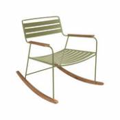 Rocking chair Surprising / Métal & teck - Fermob vert