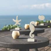 Sculpture en bois moderne décor à la maison Statue étoile de mer conque hippocampe Figurines plage Style nautique Table Sculptures décor à la maison