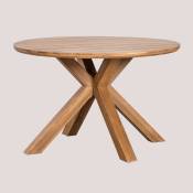Sklum - Table de jardin ronde en bois d'acacia (Ø120 cm) Cinzia Brun Acacia Brun Acacia
