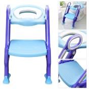 Swanew - Siège de Toilette Enfant Pliable et Réglable, Reducteur de Toilette Bébé réglable en hauteur Antidérapant Violet+Bleu