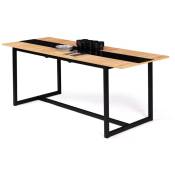Table à manger extensible rectangle dover 6-10 personnes bande centrale noire design industriel 160-200 cm - Multicolore