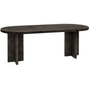Table à manger ovale en bois massif noir 160x78cm