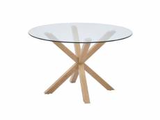 Table à manger ronde alex, ø120cm - verre et métal- style moderne