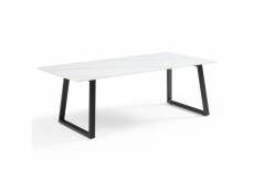 Table basse 120x60 cm céramique blanc marbré pieds luge - nevada 02