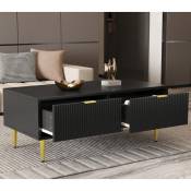 Table basse - 2 tiroirs - design rayures verticales - Noir