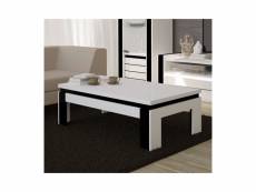 Table basse design lina blanche et noire brillante.
