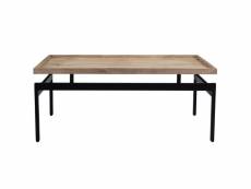 Table basse rectangulaire bois clair manguier massif et métal noir l100 cm frame