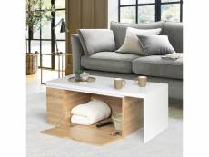 Table basse rotative bois et blanc 360° lizzi extensible