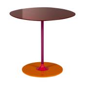 Table d'appoint ronde en acier et cristal bordeaux 45 cm Thierry - Kartell